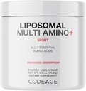 Codeage Liposomal Multi Amino Powder Supplement - BCAA & EAA dodatek všech 9 esenciální aminokyseliny, Branched- Chain Amino Acid, Pre & Post Workout, Neochucené, Liposomální Dodávka, Non- GMO, 6.15 oz