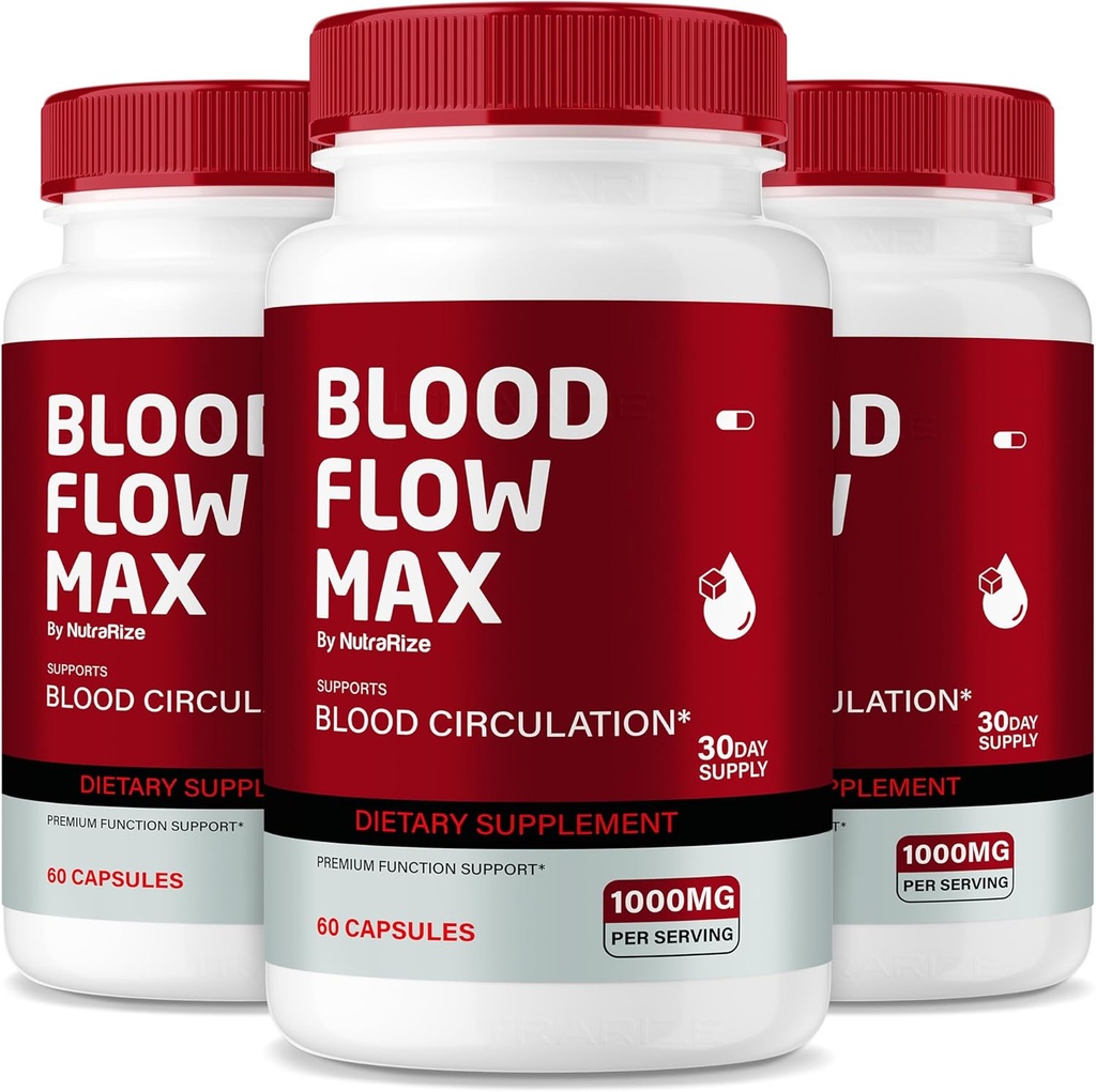 NutraRize (Pack of 3 Blood Flow Max קפסולות, Advanced Blood Support Formula, תוסף כוח מקסימלי למחזור דם בריא, All Natural Pills for Total Health, ביקורות (180 קפסולות)