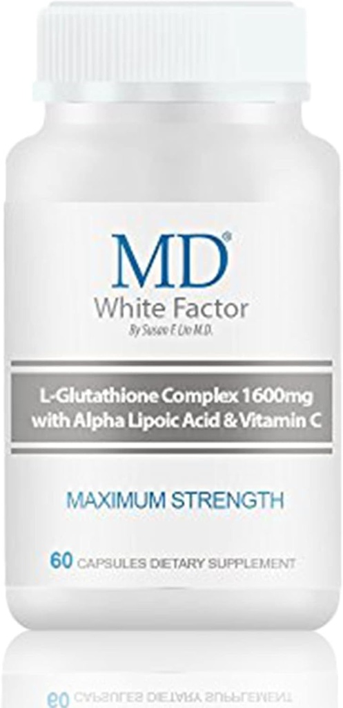MD White Factor - Glutathione osagarria antioxidatzaile eraginkorrekin, C bitamina eta azido lipoikoa | (60 kapsula)