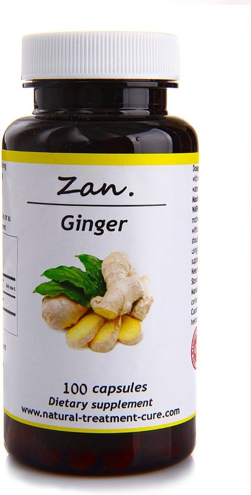 Hekma Center Pure Ginger Root - Zingiber Officinalis - 100 Cápsulas Reduz Náusea - Vegan