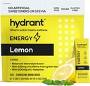 HYDRANT Energy Lemon Flavor 30 Stick Pack, Caffeine & L-Theanine Rapid Hydration Mix, Electrolyte Hydration Powder Packets Zinc-ekin