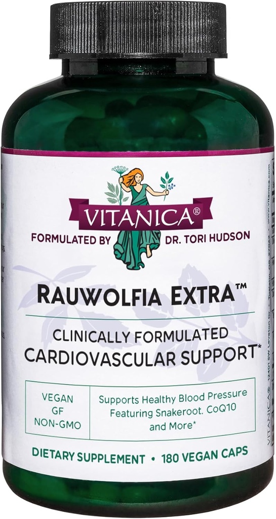 Vitanica Rauwolfia Extra - Heart Health Supplement - Supports Blood Pressure Already Within a Healthy Range - Supplement with Magnesium, CoQ10 & Snakeroot - 180 Vegan Caps