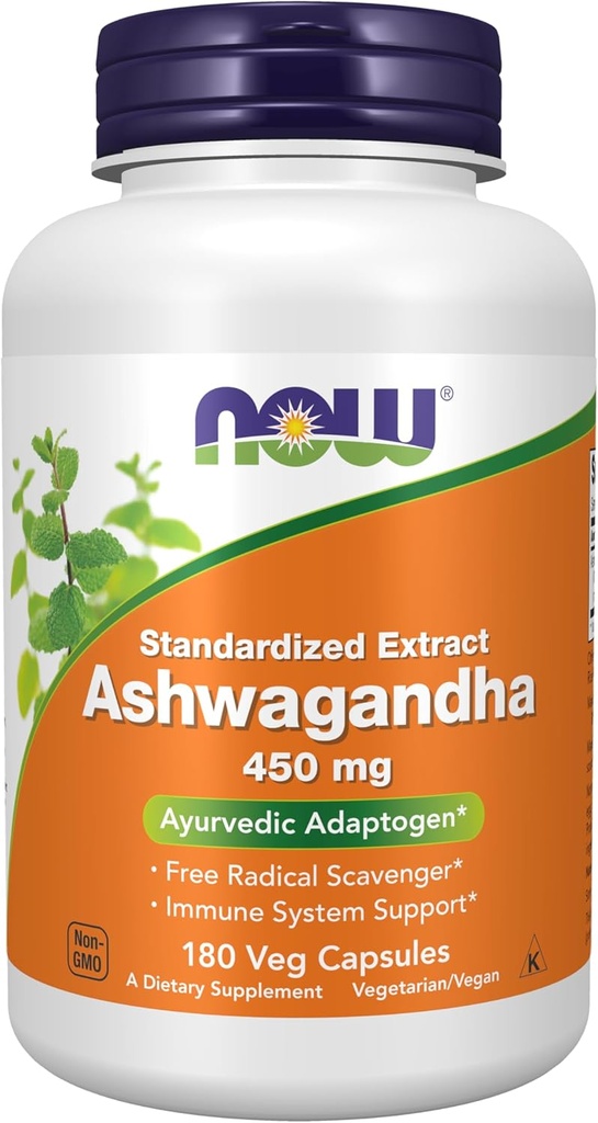 NU Mattilskudd, Ashwagandha (Withania somnifera) 450 mg (Standardisert ekstrakt), 180 Veg Kapsler