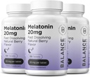 平衡breens Melatonin 20mg快速溶解药片 - 高Potency,快速演绎,自然睡眠支持 - 成人睡眠援助 - 非格鲁吉,无药方 - 120 睡眠药片