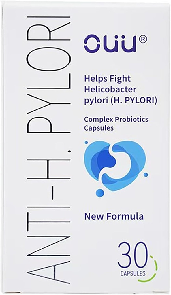 OUU H Pylori Treatment - Pylopass Lactobacillus Reuteri Probiotic Подходящ за възрастни и деца Възраст 9+ - 20 милиарда CFU per Serving - 28 Вегетариански капсули