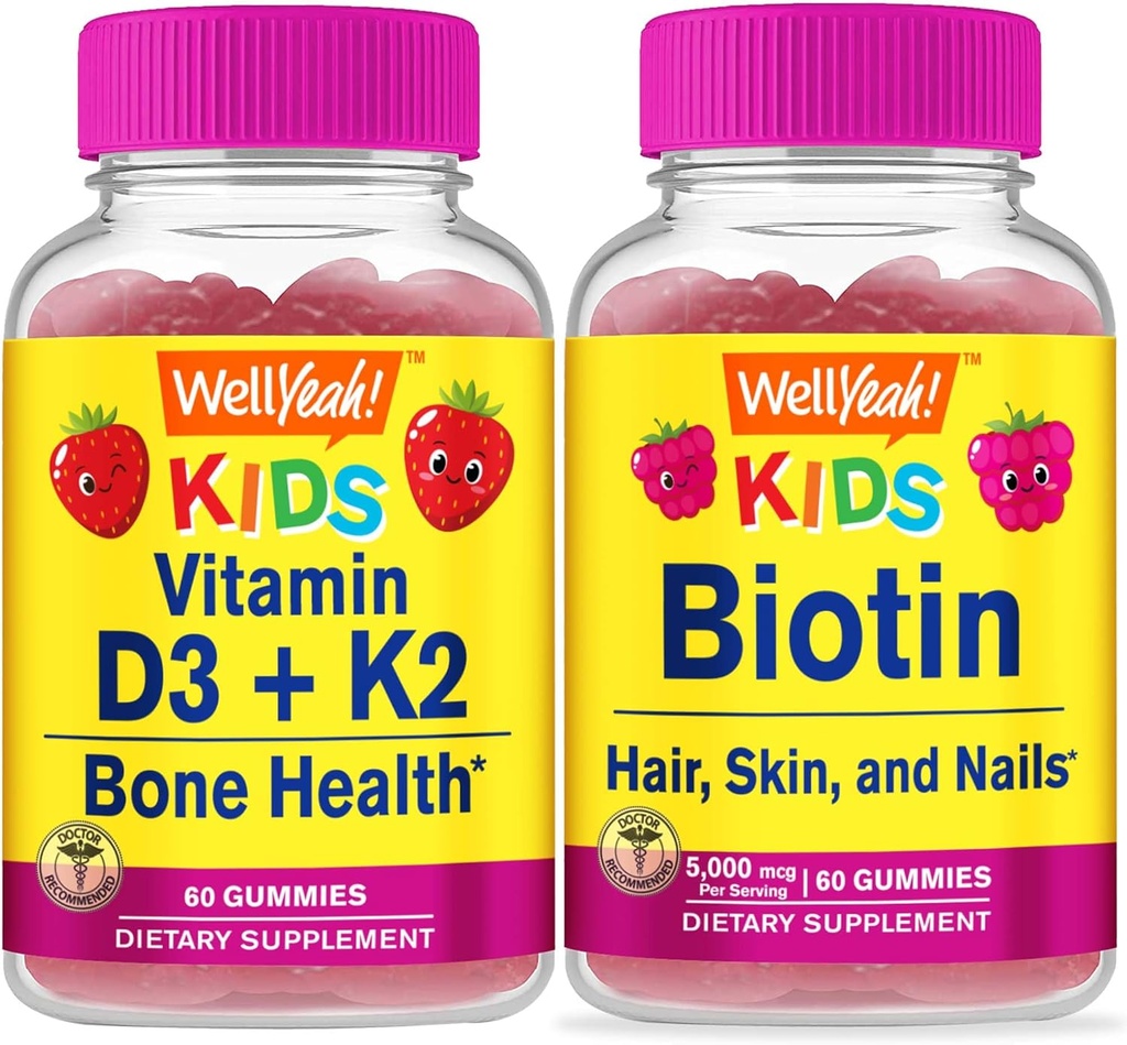 Vitamīns D3+K2 Kids + Biotīna Kids, Gumijas Bandle - Great Tasting, Vitamīnu Papildinājums, Bez lipekļa, bez ĢMO, bez košļājamām gumija