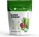 Kate Naturals Organic Super Greens Powder. Denné zelené Superfood Blend s probiotikami & Fiber pre smoothies a šťavu (30 Servings, 8oz, Natural)