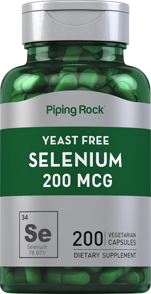 Piping Rock Yeast Free Selenium 20006 | 200 Capsules | Vegetarian Supplement | Non-GMO, Gluten Free Formula