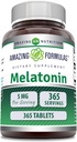 Amazing Formulas Melatonin 5 Mg Tablets Supplement | Non-GMO | Gluten Free | Made in USA (365)