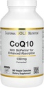 CoQ10 100 mg, Cenzyme Q10 Ubiquinone USP กับ ไบโอเพอร์เทน แบล็คเปปเปอร์สําหรับเพิ่มข้อมูล, รองรับฟังก์ชัน Mittochondrorial * 360 Vegie Capsues