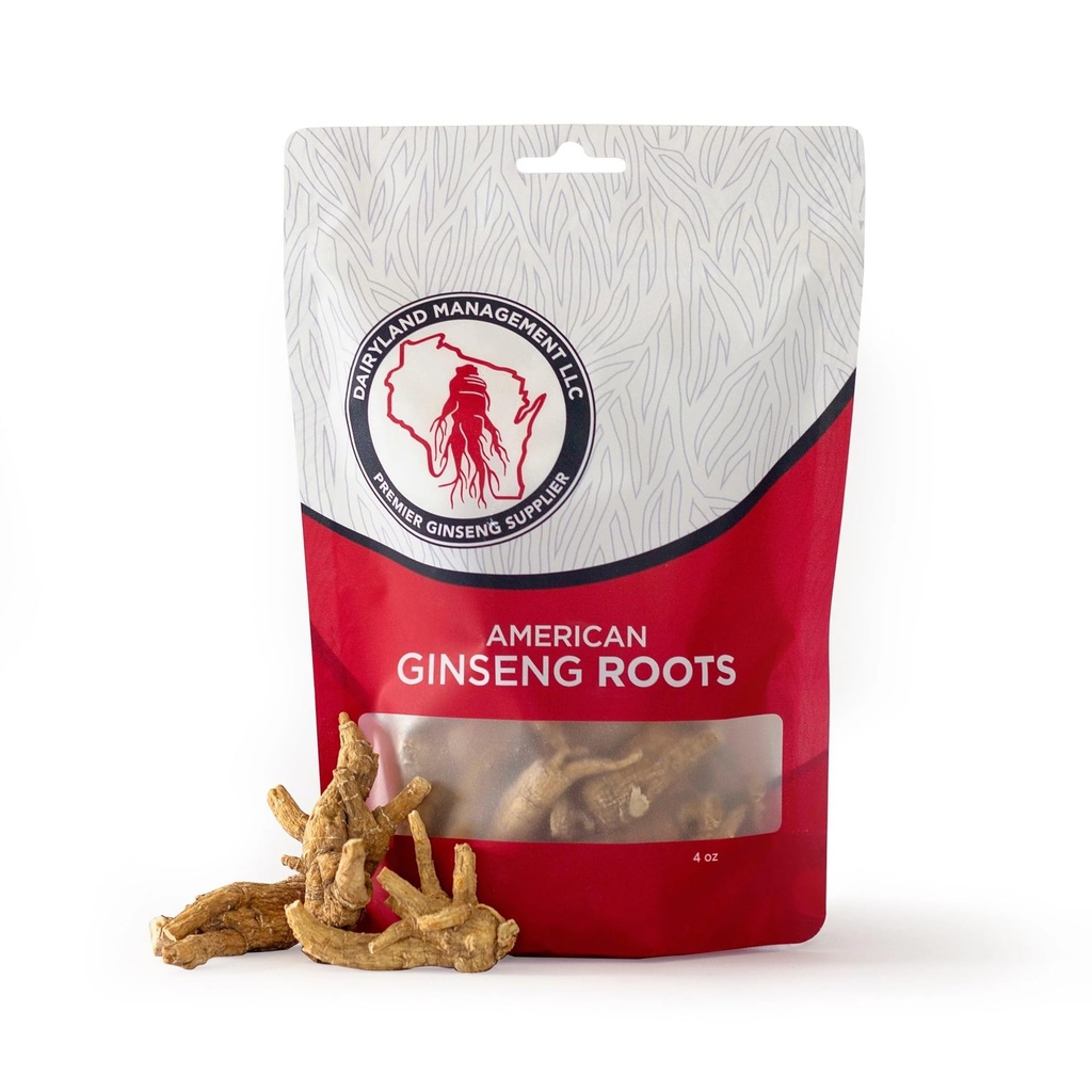 Dairyland American Ginseng Roots 西洋参 - 4 oz Pack of Wisconsin Ginseng Root - Authentic American Ginseng - Non-GMO, Gluten Free Whole Ginseng - Use This Herbal Supplement in Soup, Tea, Congee