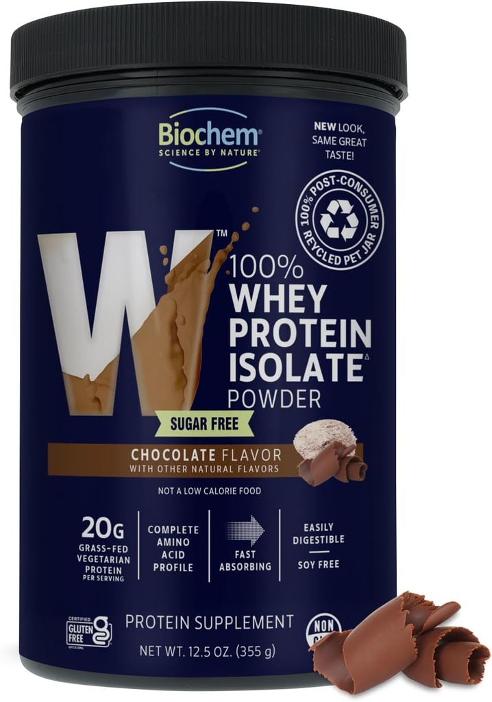 Biochem 100% Whey Sugar-Free Chocolate 20g, 12.5oz, Sertifikatlaşdırılmış Vegetarian, Sertifikalı Gluten Pulsuz, Sertifikatlaşdırılmış Gluten