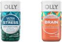 OLLY Ultra Strength Goodbye Stress Softgels, GABA, Ashwagandha, L-Theanine 및 Lemon Balm & Ultra Strength Brain Softgels, Nootropic, 건강한 두뇌 기능, 기억