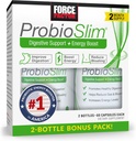 ForCE FACTOR ProbioSlim Probiotic supplement for Women and Men with Probiotics and Green Tea Extract, Reduce Gas, Bloating, Constipation, Support Digestive and Gut Health, 120 Capsules (Twin Pack)