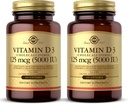 Solgar Vitamina D3 (Cholecalciferol) 10 mcg (400 UI) - 100 Softgels, Pacote de 2 - Ajuda a manter os ossos e dentes saudáveis - Suporte do sistema imunológico - Não-GMO, sem glúten, livre de leite - 200 Total de Servings