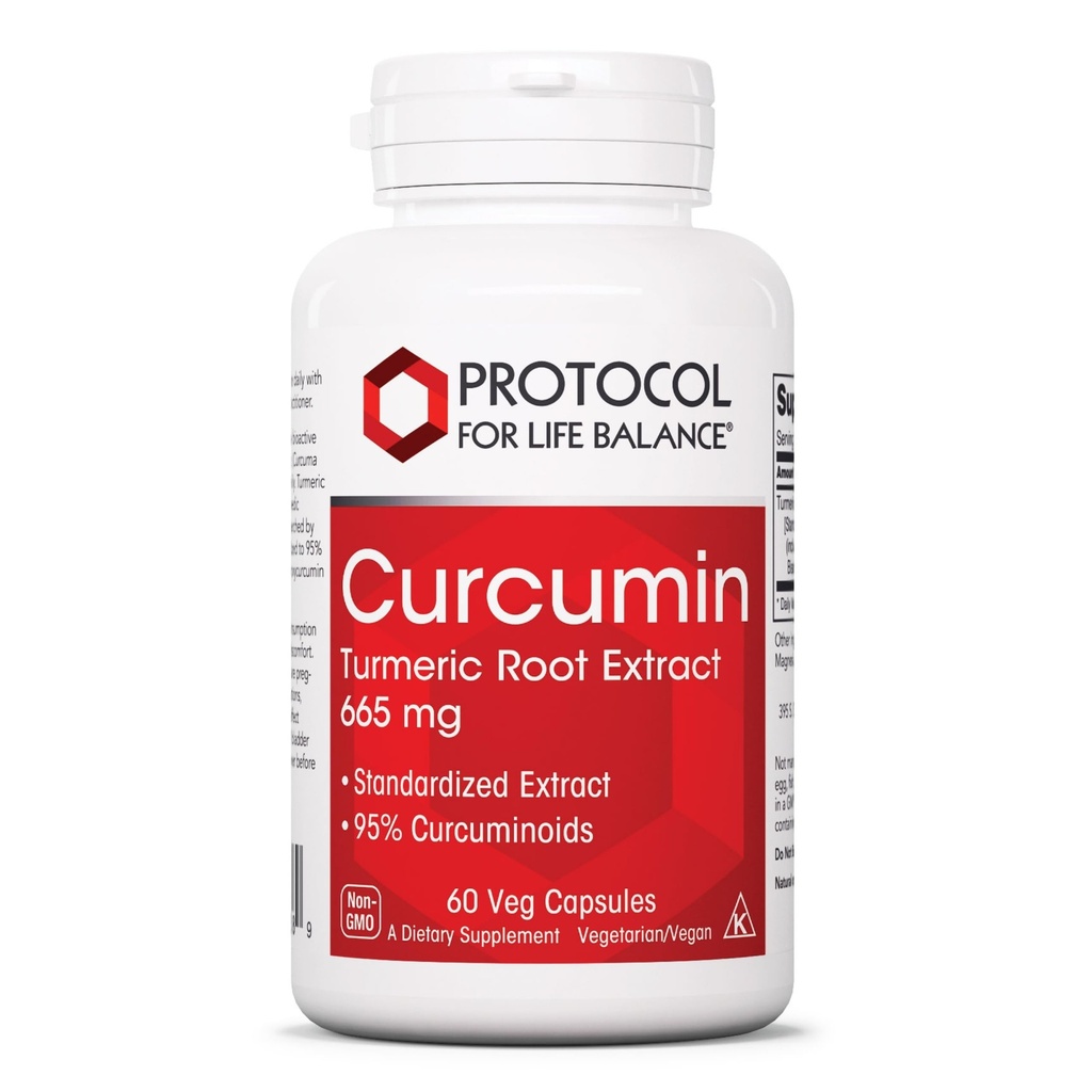 PROTOCOL FOR LIFE BALANCE Curcumin Turmeric Root Extract - 95% Standardized Curcuminoids - 665 mg Curcumin - Curcumin Turmeric Supplements - Non-GMO & Kosher - 60 Veg Capsules