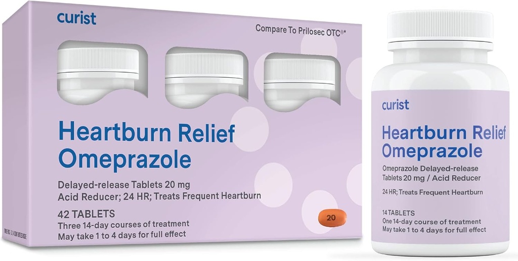 Curist Omeprazol 20mg tabletter - 42 greve försenad frisättning tabletter - Acid Reflux Medicine för Heartburn Relief