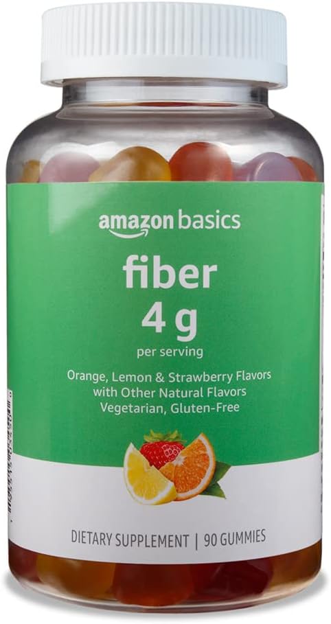 Basics Fiber Gummies for Digestive Health and Regularity, Orange, Lemon & Jaberry Flavors, 90 Count, Pack of 1 (Преди Солимо)