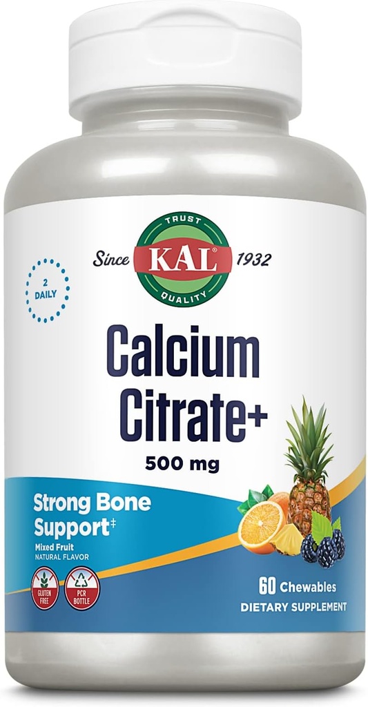 KAL Calcium citraat Kauwbaar gemengd fruit supplement, 60 Tellen