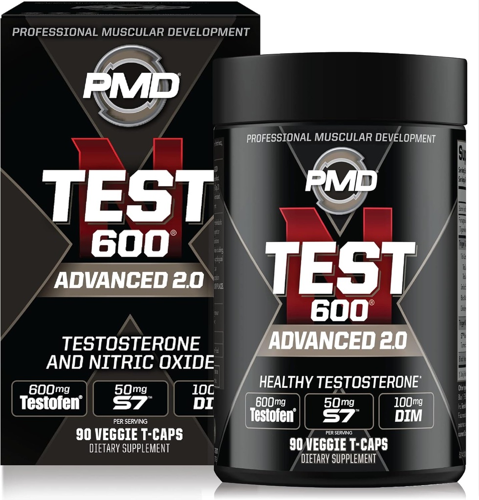Trò chơi thể thao PMD N-Test 600 Nitrite Oxide Booster cao cấp cho nam giới - với kiểm tra sức khỏe và cơ bắp dựa trên cơ bắp và sức mạnh với sự trầm cảm của Estrogen (90 Vegie - Caps)
