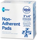 Globe Advanced Sterile Non-Adherent Pads| 100-Pack, 3" x 4"| Ez-itsaspeko Wound Dress| Highly Absorbent & Non-Stick, Painless Removal-Switch| Banakako Wrapped for Extra Protection (3 x 4)