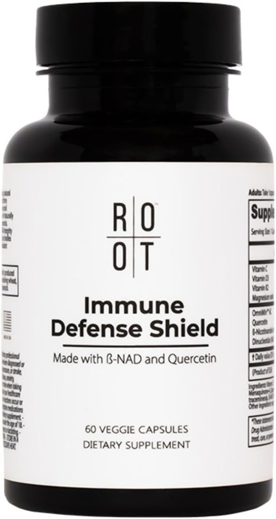 Root Wellness Immunszuppresszív kiegészítés D-vitamin C K2, Quercetin és Trace Ásványok Nagy Salt Lake, Digestive Enzimes NAD kiegészítés felnőttek számára, 60 kapszula