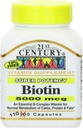 Biotin 5000 Mcg Capsules, 330 Count (in 3 Bottles) / Biotine 5000 Mcg Capsules, 330 Count (En 3 bouteilles)