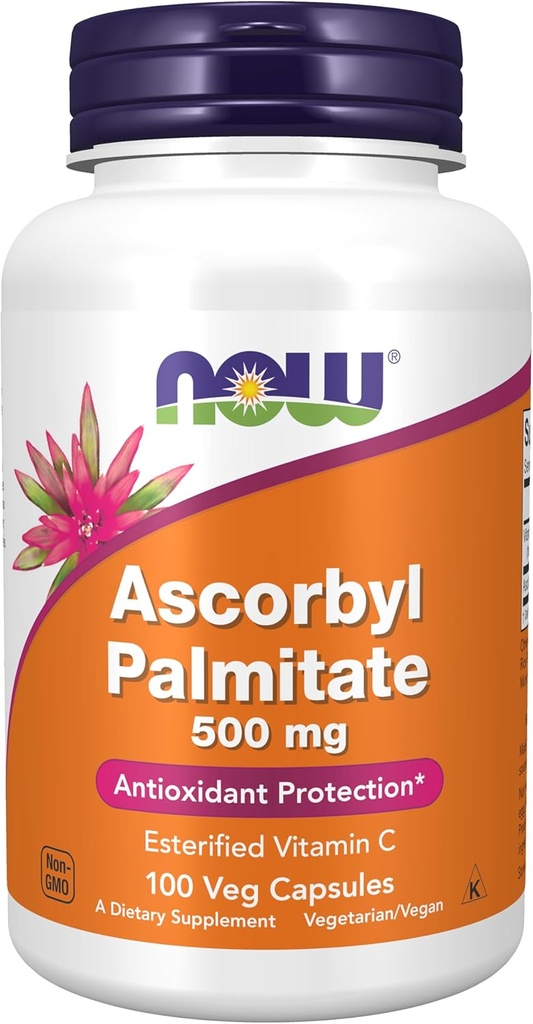 JETZT Ergänzungen, Ascorbyl Palmitate 500 mg, Verestertes Vitamin C, Antioxidantienschutz*, 100 Veg Kapseln