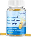 Liposomal Nattokinase 12.000 FU Serrapeptase 360.000 SPU Enzyme gehigarria - Enzima sinergiko eta Nutrient Blend & Inulin zirkulaziorako, Gut, digestioko 60 kapsula (1 botila)