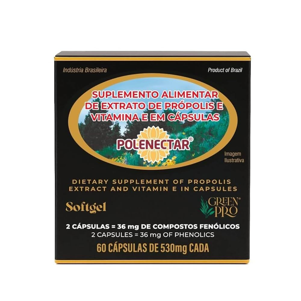2 Pack of Polenectar Brazil Green Bee Propolis 60 Softgels 300 mg