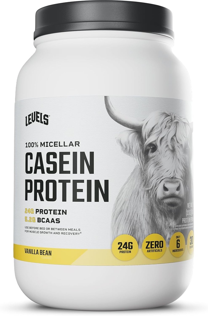 Úrovně 100% Micellar Casein Protein, Hormon Free, Vanilla Bean, 2LB