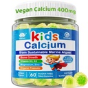 Kids Calcium Gummies + Vitamin D3 K2, Magnesium, Zinc, Extra Absorption Algae Calcium Supplement For Kids Gentle to Stomach, Bone, Teeth, Muscle, Brain, Sugar Free Chewable Kids Vitamins 4+, 60 Counts