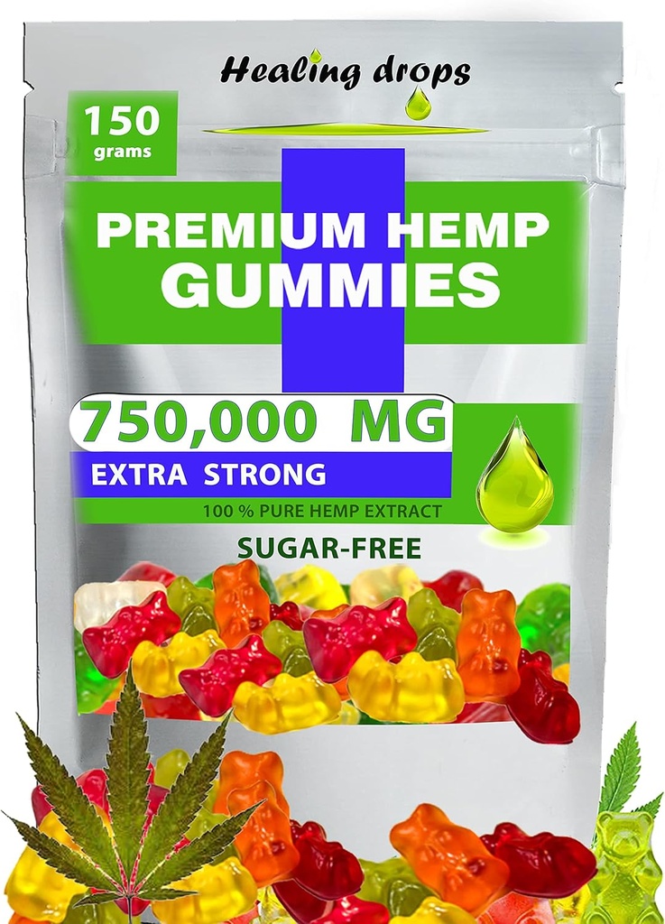 Hemp Gummys 750 000 mg 有机无糖原生健康支持 维生素B的HighPotency Rich E C D Omega 3 6 9 Super Gummy Bears