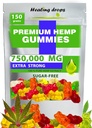 Hennep Gummies 750,000mg Premium Biologische Suikervrije Natuurlijke Gezondheid Ondersteuning Hoge Potentie Rijk aan vitamines B E C D Omega 3 6 9 Super Gummy Bears