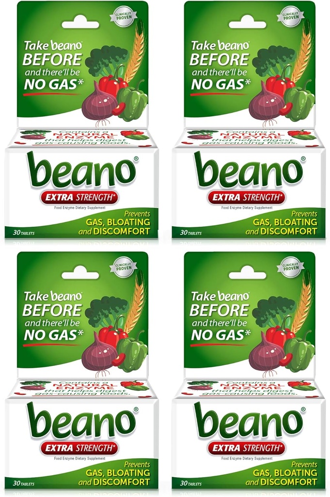 Beano Ultra 800, Prevención de Gas e Suplemento de Encimas Digestivos, 30 CT, 4 Pack