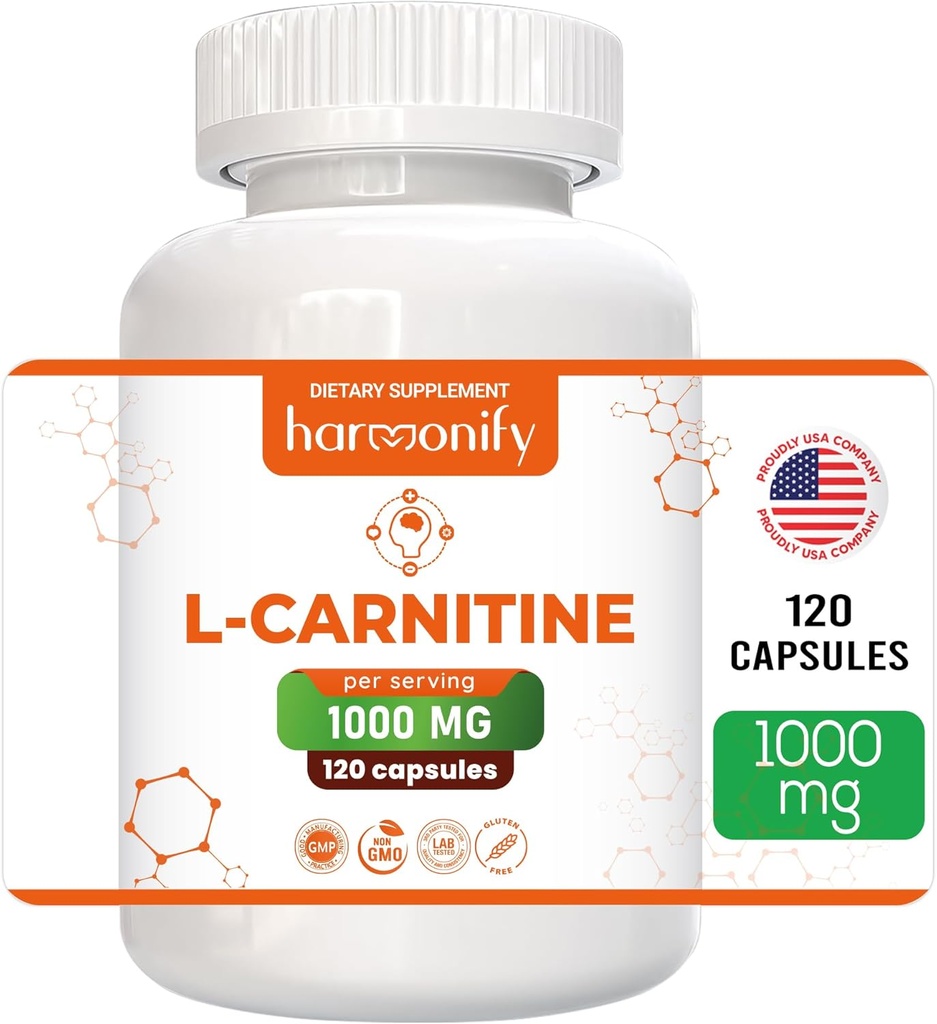 L Carnitine Supplement 1000 mg per portie, 120 Vegetarische Capsules & Pure Form, 60 porties