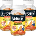 Airborne 750mg Vitamina C Imune Supplement Gummies Supplement para Adultos, Zesty Orange Flavor, Gluten Free Crafted Blend com poderosos antioxidantes Vitaminas A C & E, 63 Gummies (3 Pack)