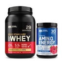 Optimum Nutrition Dynamic Duo Bundle: Amino Energy, Blue Raspberry (30 Servings) and Gold Standard 100% Whey Protein Powder, French Vanilla Creme (29 Servings)