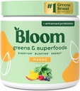 Bloom Nutrition Superfood Greens Powder, Enzimi Digestivi con Probiotici e Prebiotici, Salute Gut, Bloating Relief per le donne, Chlorella, Green Juice Mix with Beet Root Powder, 30 SVG, Mango