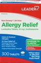 Leder 24 timers Allergi relief, ikke-Drowsy, Loratadine 10mg, Antihistaminer, Original reseptstyrke, Sinus Relief, Innendørs og Utendørs, Counteract Allergy, 300 tabletter