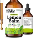 Wild &quot; Organic Lemon Balm Tincture - Mood Support supplement - Melissa Lemon Balm Leaf Extract drops - Vegan, Sugar &quot; Alcohol-Free cooling supplement - 4 fl oz