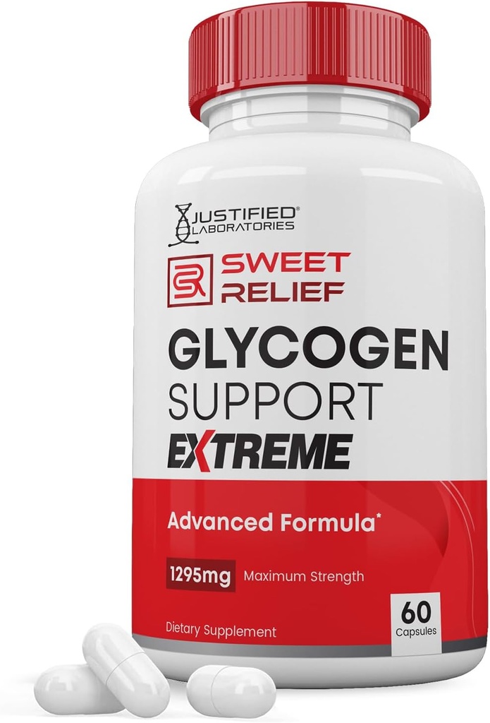 Sweet Relief Glycogen Support Extreme Pills Advacned Formel 1295MG Zero Kunstige Farver Arvelægning Konserveringsmidler 60 Kapsler
