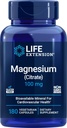 Life Extension Magnezijev citrat 100mg, 180 Veg kapice - Naravni Mag dodatek - 100 mg Mineralne podporne kapsule - Veganske, vegetarijanske, ne-GMO
