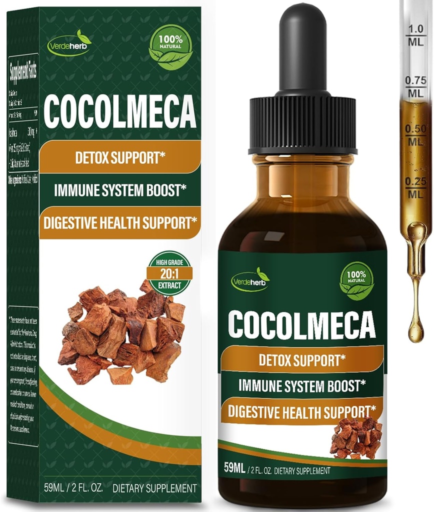 Cocolmeca Bark Liquid Drops, Příroda Bylinné Extract Dodatek pro Body Detox Cleanse Support, Imunity System Boost & Digestive Health. Gotas de Cocolmeca 2oz