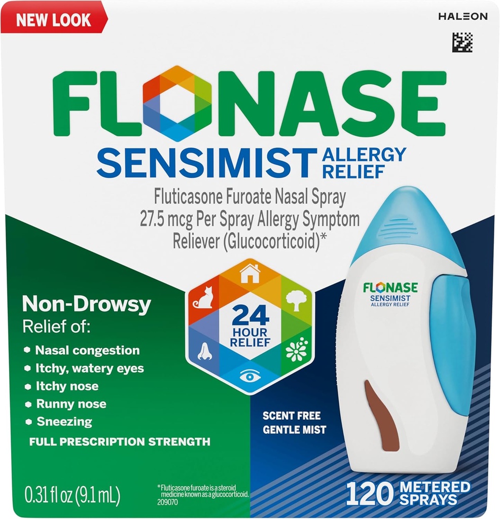 Flonase Sensimis Relief Nasal Spray untuk Non- Drowsy, 24- Hour Multimtom Allergy Relief - 120 Spray