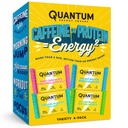 Quantum Energy Square - Energy Bar s kofeínom & 10g Protein, Zdravý Snack na Go - Vegan, Gluten-free, Soy & Dairy-free - Odroda 4-Pack