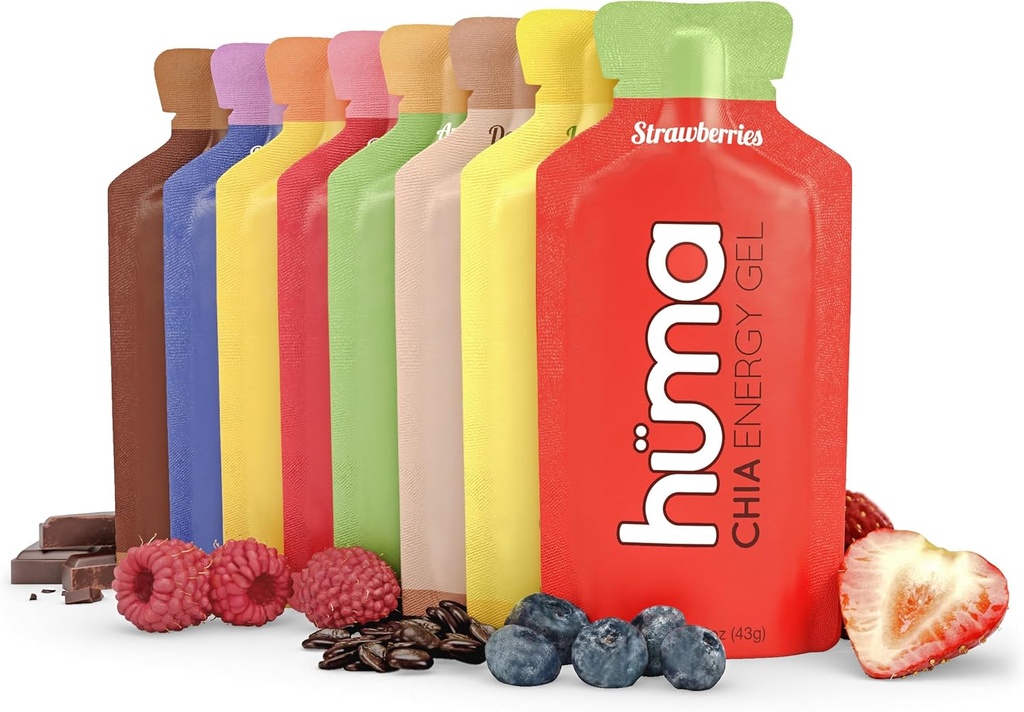Huma Chia Energy Gel, Variety 24-Pack - Mahaystävällinen, Real Food Energy Gels
