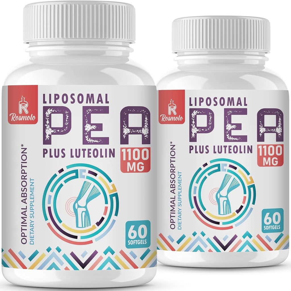 Liposomal Palmitoylethanolamide 1000 מ"ג + Luteolin 100 מ"ג, Micronized Pea 99% גבוה Purified - Enhanced Absorption ו Bioavailability, 120 Softgels