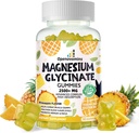 Magnesium Glycinate Gummies 2500mg - Sugar Free Magnesium Potassium supplement with Vitamin D, B6, CoQ10 for cool Mood & sleep Support - 90 Pineapple Gummies