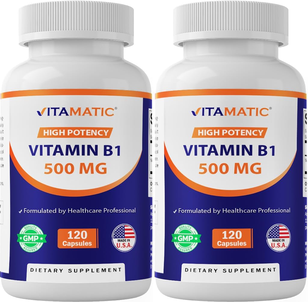 Vitamatic Vitamatic Vitamatic Vitamin B1 (Thiamine) 500mg  по 2 Pack (120 капсули Общо)